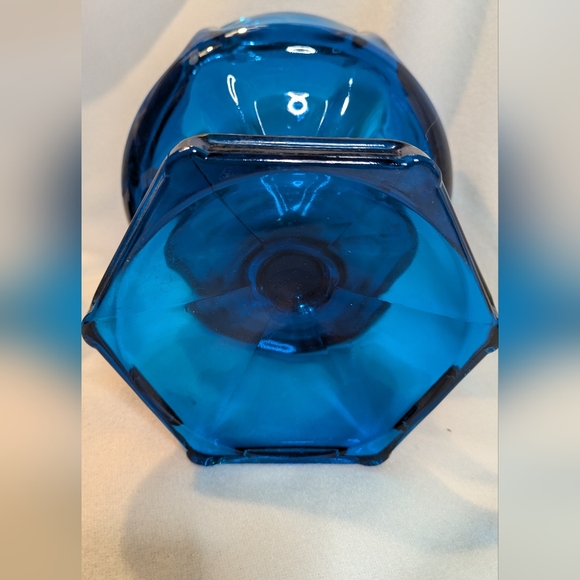 1960's Mid Century Modern Blue Glass Viking Covered Pedestal Dish 6"x 9" - Picture 6 of 16
